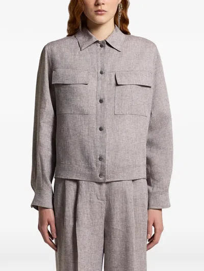 Peserico Flap-pocket Jacket In Gray