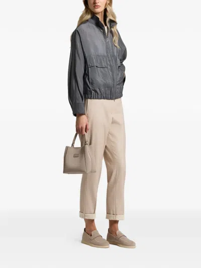 Peserico Flap-pocket Zip Jacket In Gray