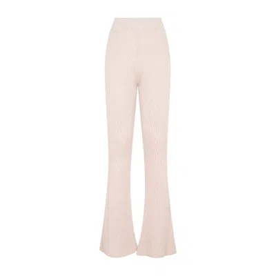 Peserico Flare Knit Rib Pant Pants In Pink