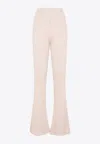 Peserico Flare Knit Rib Nude Fleece Wool Pant In Nude