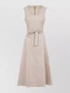 Peserico Flared Hem Midi Dress With Punto Luce Detail