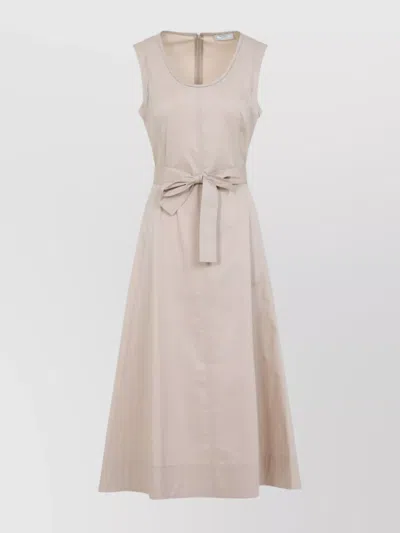 Peserico Flared Hem Midi Dress With Punto Luce Detail In Multi