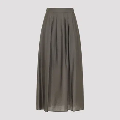 Peserico Flared Lyocell-blend Fabric Skirt In Brown