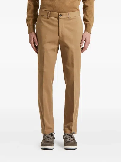 Peserico Flat-front Trousers In Brown