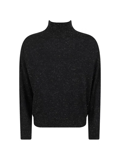 Peserico Flecked High-neck Sweater In Black
