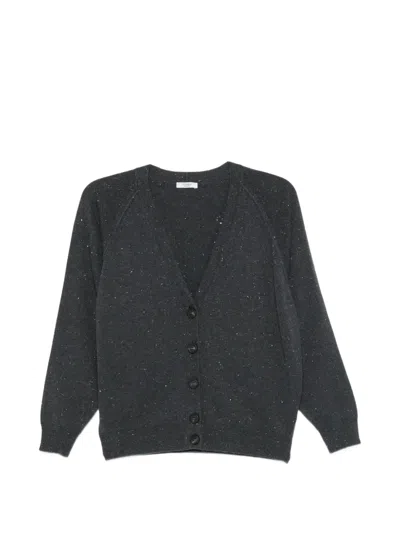 Peserico Flecked V-neck Cardigan In Gray