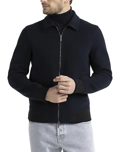 Peserico Fleece Bomber Jacket In Inkwell Blue