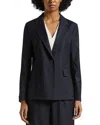 Peserico Fleece Wool Blazer In Space Blue