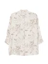 Peserico Beige Blouse Leaf Pattern Blouse In White