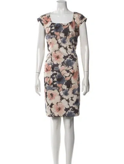 Pre-owned Peserico Floral Print Knee-length Dress In Neutrals