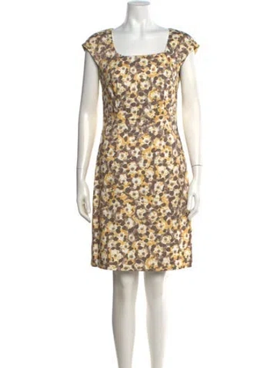 Pre-owned Peserico Floral Print Knee-length Dress In Yellow