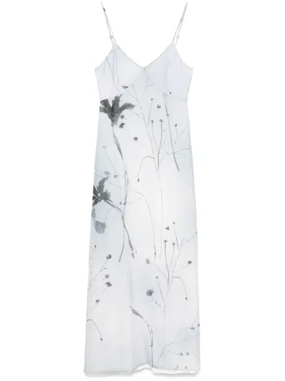 Peserico Floral-print Maxi Dress In Blue