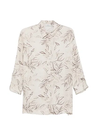Peserico Floral Shirt In Neutral