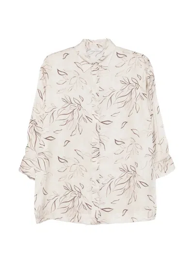 Peserico Floral-print Shirt In Neutral