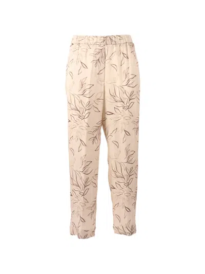 Peserico Floral-print Trousers In Neutral