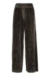 Peserico Velvet Trousers Elastic Waistband In Brown