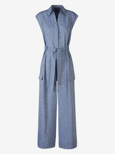 Peserico Fluid Linen Jumpsuit In V Neckline