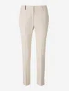 Peserico Stretch Cotton Gabardine Cigarette Trousers In Beige