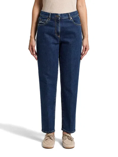 Peserico Frayed-detail Jeans In Blue