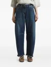 Peserico Frayed-hem Panelled Denim Jeans In Blue