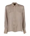 Peserico Textured Blouse With Contrasting Collar In Brown