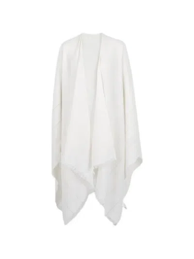 Peserico Frayed Striped Coat In White
