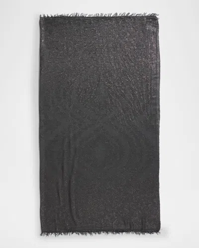 Peserico Fringe-trim Shimmer Jacquard Scarf In Graphite