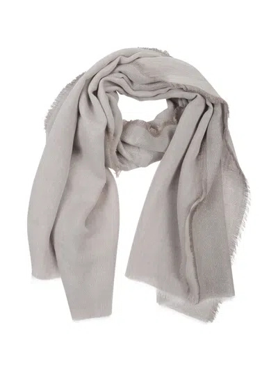 Peserico Fringed-edge Scarf In Brown