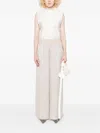 Peserico Fringed Elastic-waist Trousers In Neutral