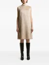 Peserico Fringed High-neck Dress In Neutral