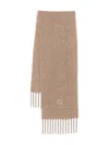 Peserico Fringed Logo Scarf In Neutral