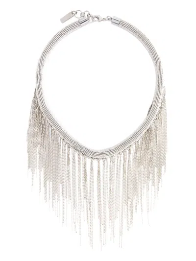 Peserico Fringed Necklace In Grey