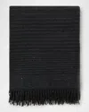Peserico Fringed Pinstripe Wool-cashmere Cape In Graphite
