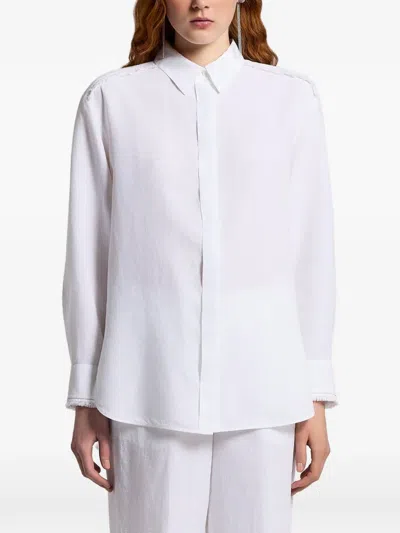 Peserico Linen Fringe Trim Shirt In White