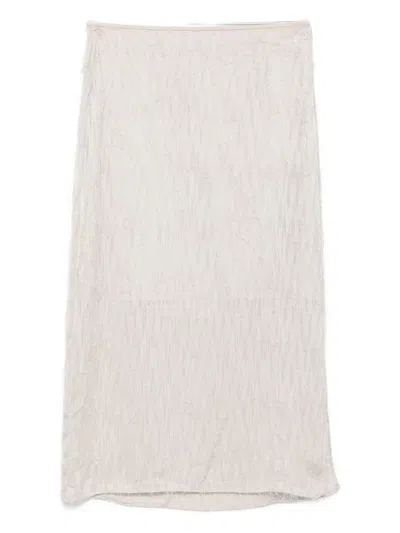 Peserico Fringed Straight Skirt In Neutral