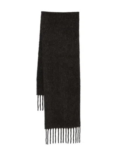 Peserico Fringed Wool-blend Scarf In Black