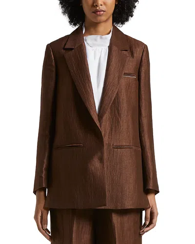 Peserico Front Button Blazer In Tobacco