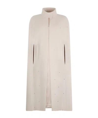 Peserico Funnel-neck Crystal-embellished Cape In Neutral