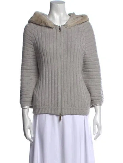 Pre-owned Peserico Fur Open Front Sweater In Grey