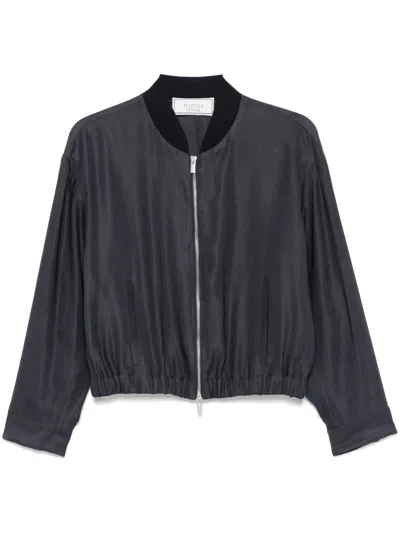 Peserico Gabardine Bomber Jacket In Blue