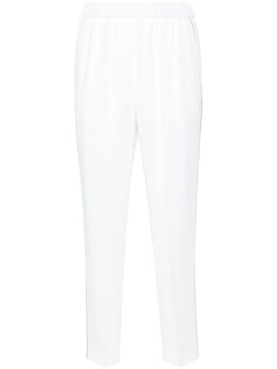 Peserico Beaded-trim Linen Trousers In White