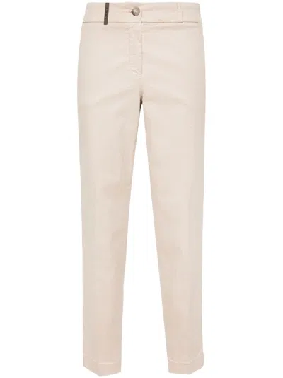 Peserico Gabardine Tapered Trousers In Neutrals