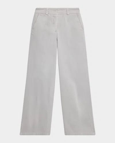 Peserico Garment-dyed Wide-leg Pants In Gray