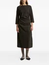 Peserico Gathered Midi Dress In Brown