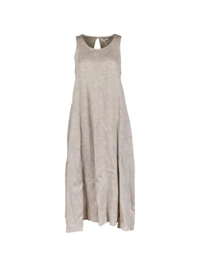 Peserico A-line Crewneck Midi Dress In Gray