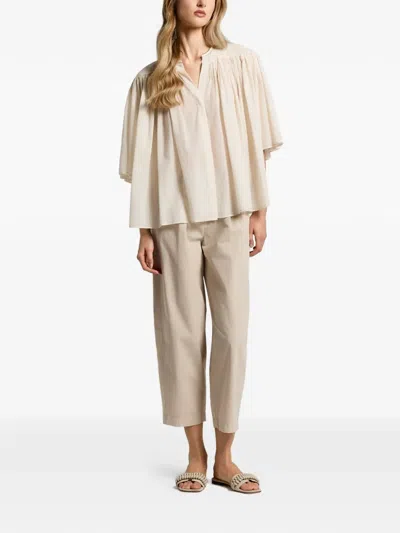 Peserico Gathered V-neck Blouse In Neutral