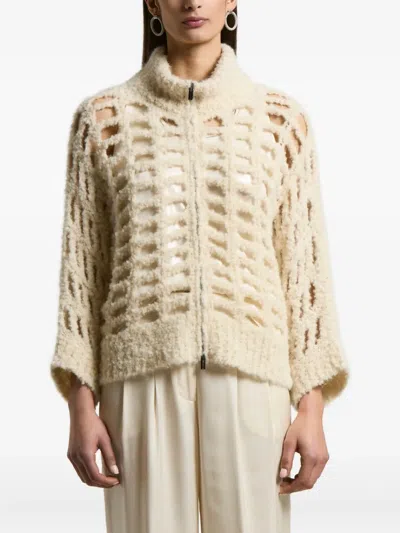 Peserico Geometric Cut-out Cardigan In Neutral