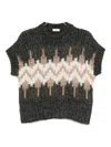 Peserico Geometric-pattern Knit Sweater In Gray