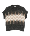 Peserico Geometric-pattern Knit Sweater In Gray