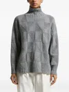 Peserico Geometric-pattern Sequin-embellished Sweater In Gray